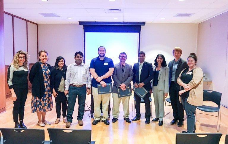 Postdoctoral scholars and committee members from the Office of Postdoctoral Affairs and Penn State Postdoc Society pause for a photo during the Eleventh Annual Postdoc Research Exhibition on September 28, 2018.  IMAGE: TRACEY ACCORDINO, PENN STATE