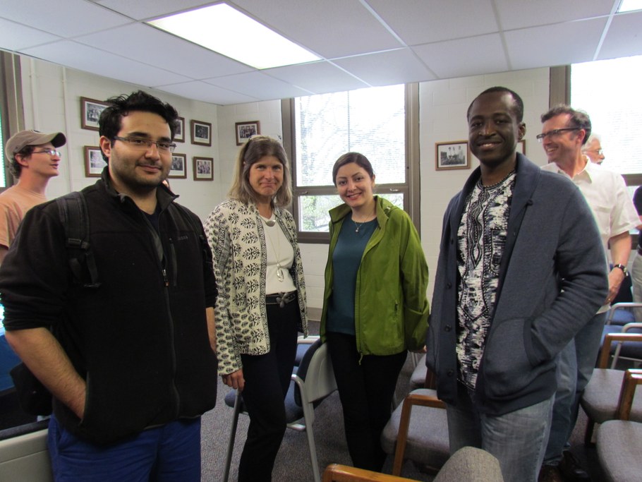 (Foreground L-R) Edelio Rivera Bazán, Dr. Carolee Bull, Maliheh Safari, and Serge Ouédraogo