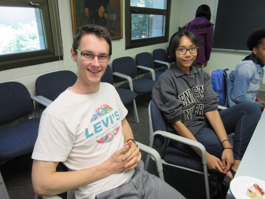 Incoming Ph.D. student Chris Ramage (L) and "Plant Friends and Foes" student fellow Elena Christian (R) (Penn State)