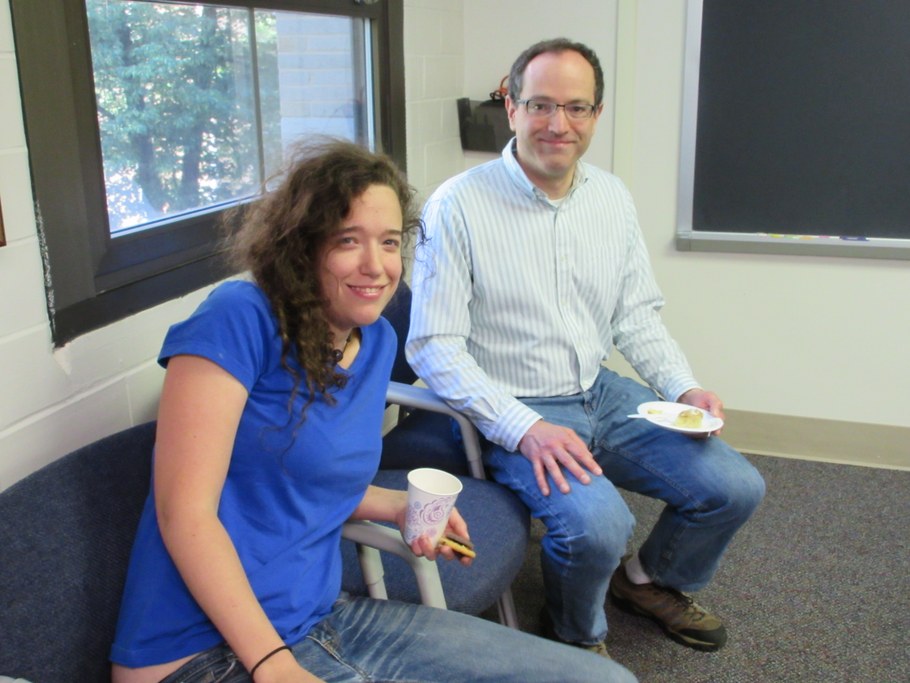 "Plant Friends and Foes" student fellows mentor April Hile from Chemistry Engineering Professor Dr. Wayne Curtis's lab, and "Plant Friends and Foes" director Dr. Tim McNellis (R)