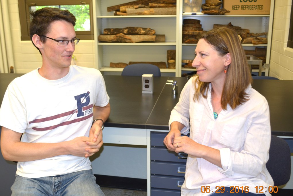 Incoming Ph.D. student Christopher Ramage (L) and Dr. Alyssa Collins (R) | Image: Nancy Wenner, Penn State University