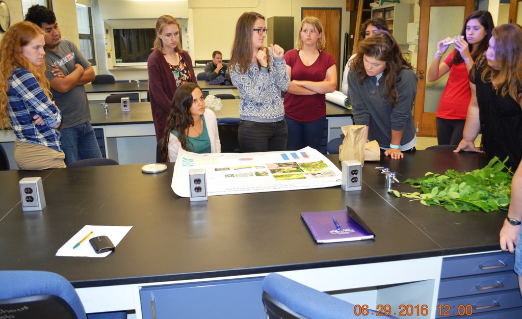 Presenter and Ph.D. student Laura del Sol Bautista Jalón (4th from left) | Image: Nancy Wenner, Penn State University