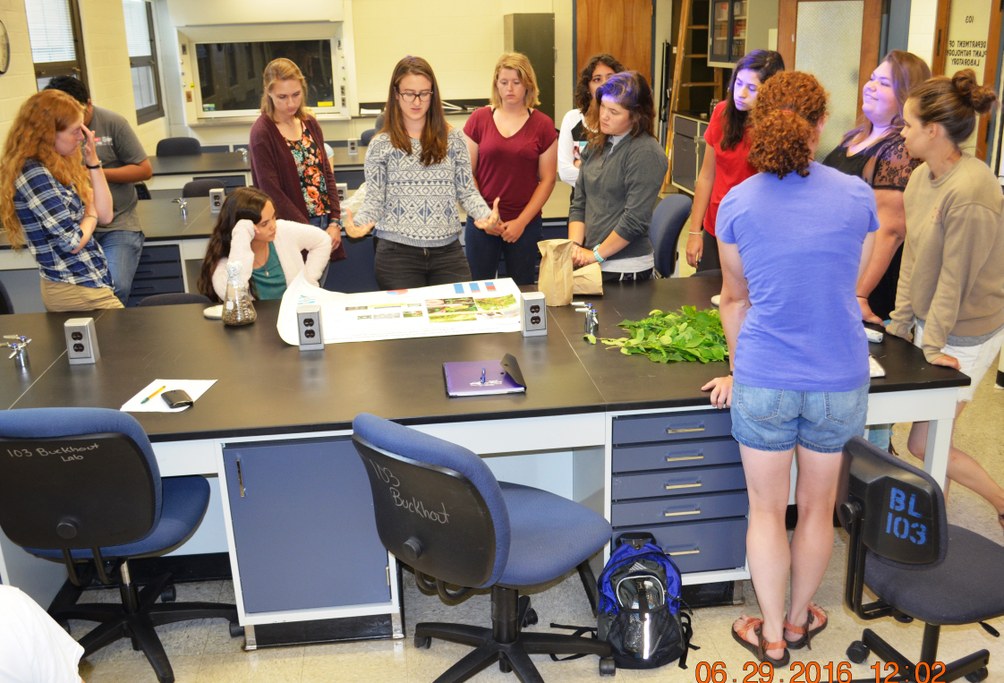 Presenter and Ph.D. student Laura del Sol Bautista Jalón (5th from left) | Image: Nancy Wenner, Penn State University