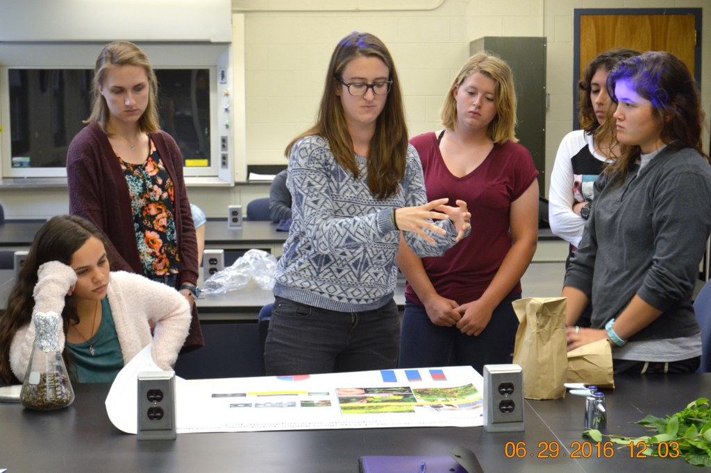 Presenter and Ph.D. student Laura del Sol Bautista Jalón (3rd from left) | Image: Nancy Wenner, Penn State University