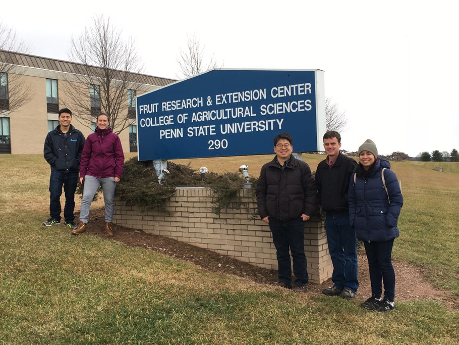 (L-R) Justin Shih, Laura del Sol Bautista Jalón, Yongho Jeon, Phillip Martin, and Emma Rosenthal | Image: Kari Peter, Penn State University