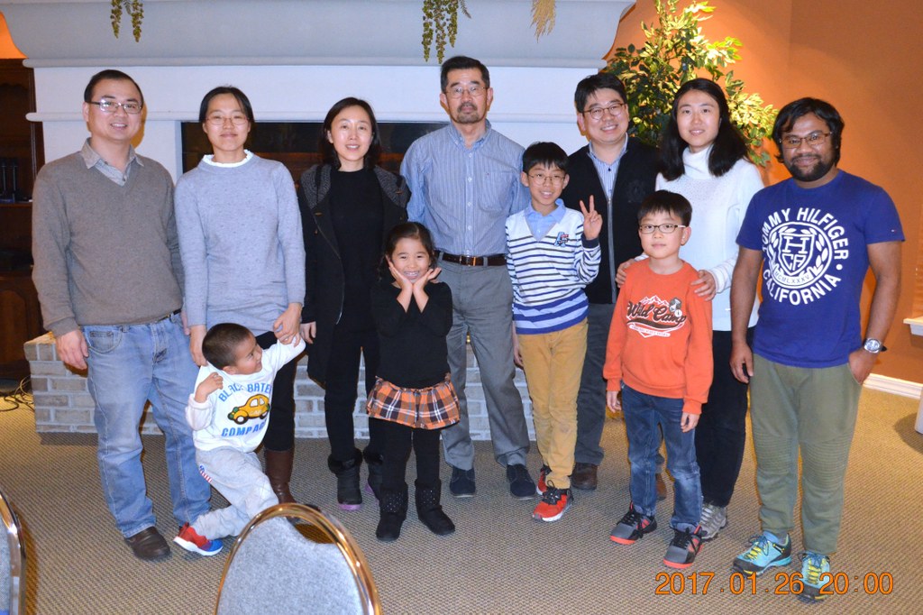 (L-R adults) Zheng Zhang, Yuan Li, Youngmi Lee, Seogchan Kang, Yongho Jeon, Ningxiao Li, and Tareq Islam | Image: Nancy Wenner, Penn State University