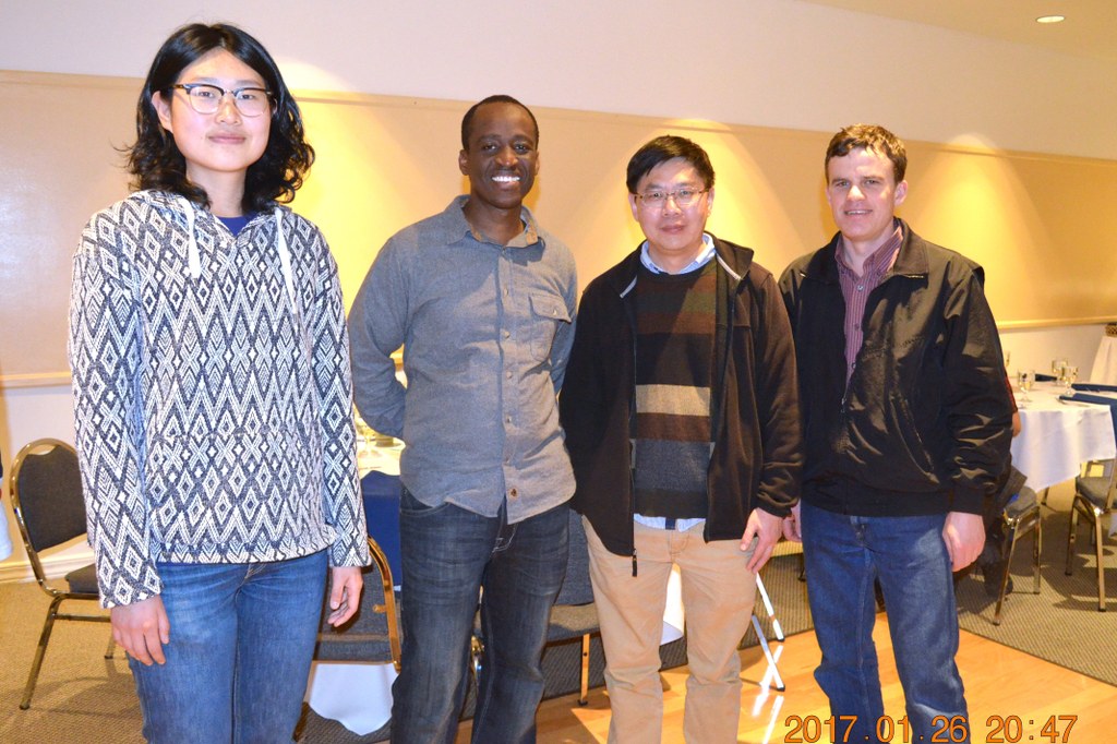 (L-R) Kaixi Zhao, Serge Ouédraogo, Xinshun Qu, and Phillip Martin | Image: Nancy Wenner, Penn State University